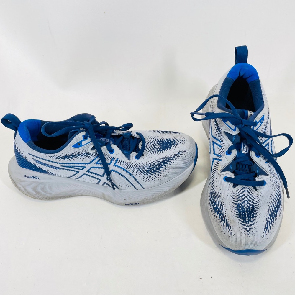 Asics Gel-Cumulus 25 Mens Running Shoes White Blue 1011B621 Size 9